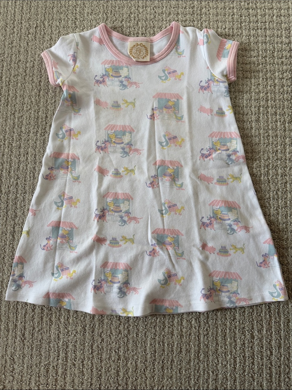 The Beaufort Bonnet Company Pink-Trim White Girls Polly Play Dress